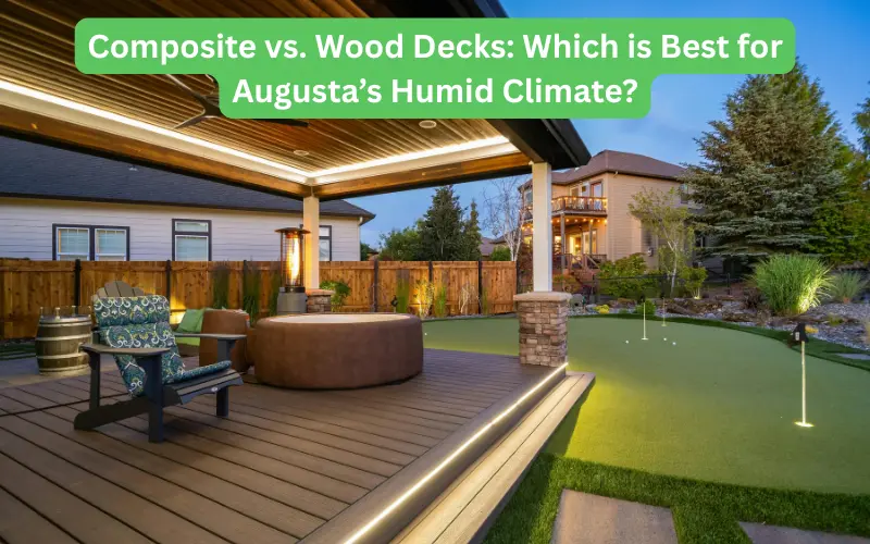 Composite Deck with Roof and Outdoor Lighting